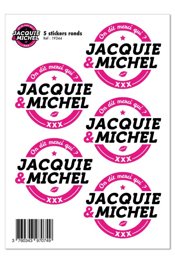 5 stickers J&M blanc logo rond