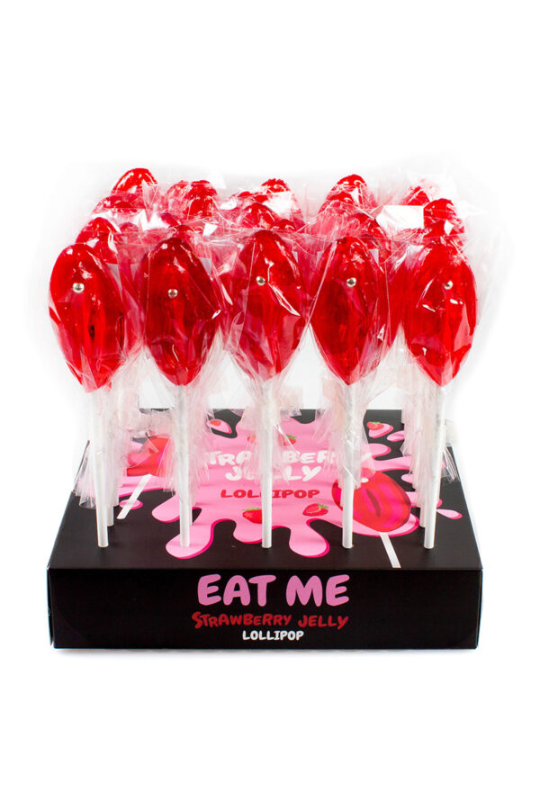Présentoir de 40 sucettes vulve à la fraise
