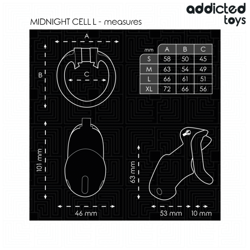 ADDICTED TOYS LOCKED - CAGE À PÉNIS MINDNIGHT CELL TAILLE L