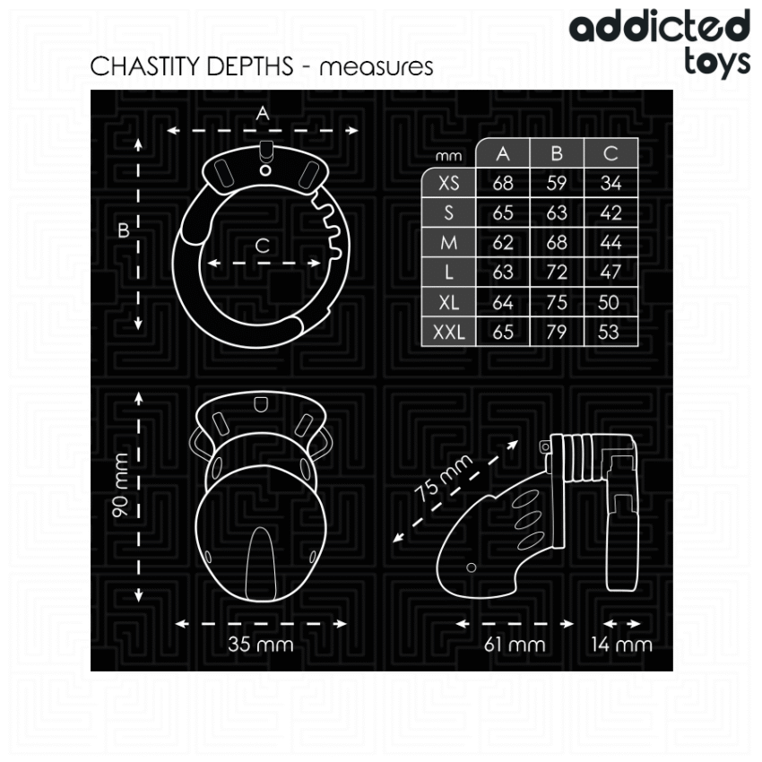 ADDICTED TOYS LOCKED - CAGE À PÉNIS CHASTETÉ PROFONDEUR 7,5 CM